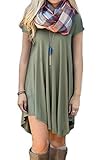 NuoReel Women's Short Sleeve Casual Loose T-Shirt Tunic Dress