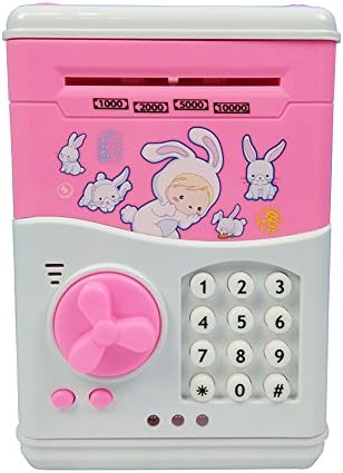 JUMERY Money Bank, Cartoon Money Bank, Electronic Cartoon Piggy Bank Password Cash Coin Can Toy Gifts Birthday Gifts for Kids Children (Pink - Rabbit)