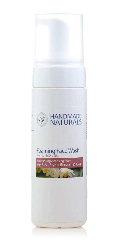 Handmade Naturals Moisturising Foaming Face Wash with Organic Aloe Vera Rose de Mai SLS Paraben Free, 200 ml