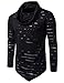 Zuckerfan Men's Long sleeves Cowl Collar Hipster Hip Hop Rock Fashion Casual T-shirt Pullover