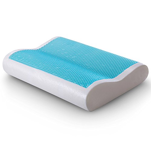 Cr Sleep Gel Memory Foam Contour Pillow for Sleeping Cool and Neck Support, Standard Size, 1-Pack