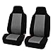 FH Group Classic High Back Flat Cloth Full Set Car Seat Covers with Gift – Universal Fit for Cars Trucks & SUVs (Gray/Black) FB102114