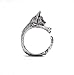 Women's Cute Animal Rings, Silver, Adjustable Size (Cat)
