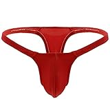FFESHOW Men's Smooth Bikini Pouch Underwear G String Thongs Red One size