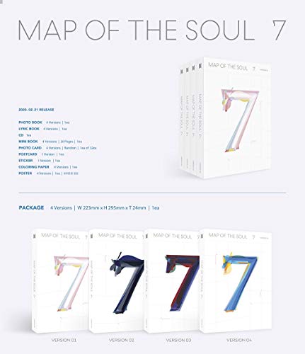 BTS Bangtan Boys - MAP of The Soul : 7 Album+Folded Poster+Extra Photocards Set (Version 3)