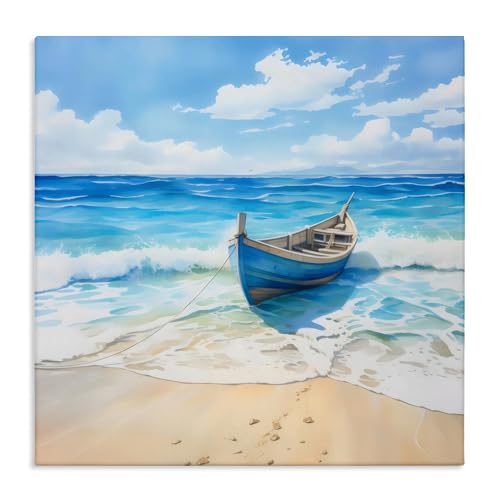Stupell Industries Beach Boat Tied on Shore Canvas Wall Art, design by LSR Desi…