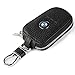 car Key Chain Keychain,Genuine Leather Car Smart Key caseKey Chain Keychain Holder Metal Hook and Keyring Zipper Bag for Remote Key Fob (bw)