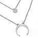 Mintrayor Multilayer Choker Necklace Set Moon Pendant Necklace for Women Silver