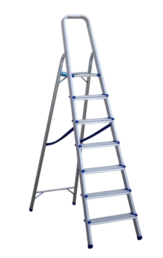 AAA SAFE Aluminium Ladder, Ultra-Stable Foldable Aluminium Ladder - 7 Steps