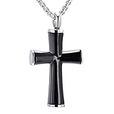 Black Cross Cremation Necklace Hold Loved One's Ashes Memorial Urn Jewelry for Women Men Keepsake Necklace Pendant(Black)