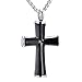 EternityMemory Black Cross Urn Necklace Ashes Holder Keepsake For Men Funeral Jewelry Pendants