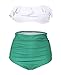 Bluetime Womens Ruffles High Waist Strapless 2 Piece Bikini Swimsuit Side Ruched