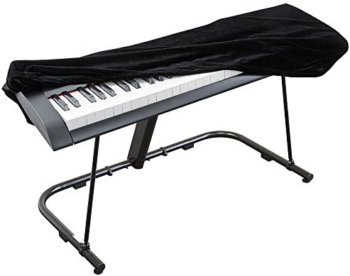 Piano Keyboard Cover, Stretchable Velvet Dust Cover with Adjustable Elastic Cord for 76 Keys Electronic Keyboard, Digital Piano, Yamaha, Casio, Roland, Consoles and more(Black)