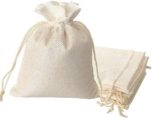Lifekrafts Unisex Cream White Jute Linen Pouches Christmas, Birthday and Party Favour Bags Potlis for Functions, Candy Bags Size-12.5x17.5 cm (Pack of 20)