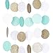Chloe Elizabeth Circle Dots Paper Party Garland Streamer Backdrop (10 Feet Long) - Mint, White, Gold Glitter