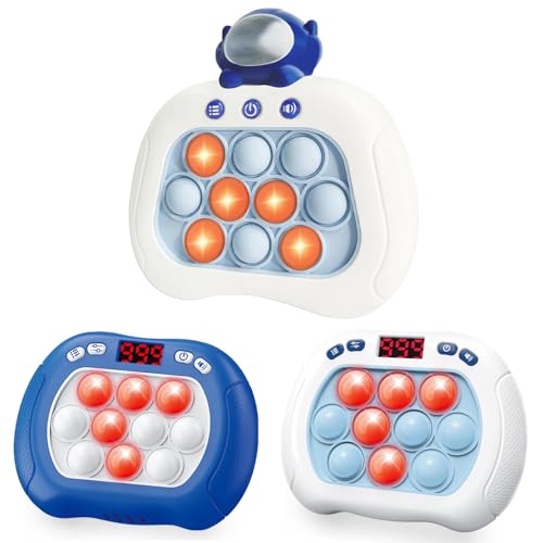 Intoypad 3 Packs of Quick Push Pop Game for Kids, 1 Classic & 2 LED Screen Handheld Bubble Game Light Up Sensory Fidget Game Toy Electric Pop Game Controller Christmas Birthday Gifts Toy for Kids 3-12