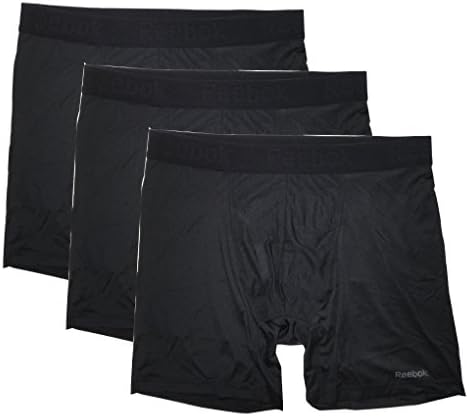 Reebok Mens Performance Boxer Briefs - 3 pack, Black/Black/Black, X-Large
