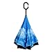 ALINK Inverted Umbrella, Reverse Folding Double Layer Inside Out Outdoor Rain Away Car Umbrella - Blue Sky