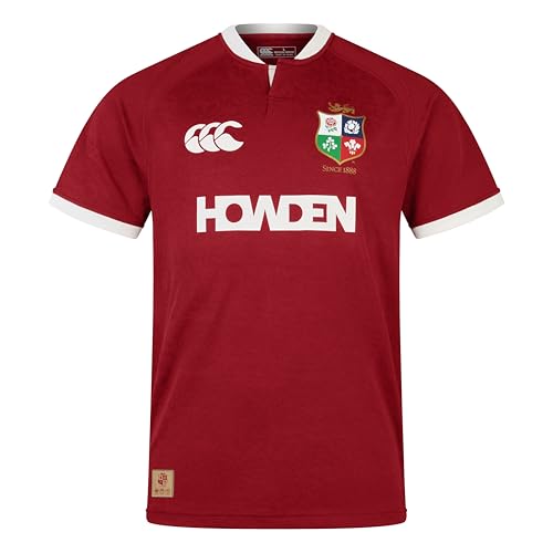 British & Irish Lions Canterbury Adult Unisex Official Canterbury Replica Rugby Jersey | Player Fit | Moisture Wicking, Red Dahlia, M