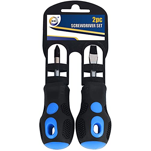 DID Gripped Stubby Phillips & Slotted Screwdriver Set 2PC