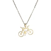 Novelty Bicycle Pendant Stainless Steel Necklace for Women Men Fashion Unique Sports Bike Charm Simple Adjustable Chain Choker Fine Necklaces Jewelry for Travel Cycling Lovers
