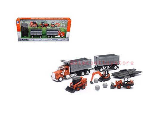 NewRay Kubota Construction Equipment and Kenworth Dump Truck Playset