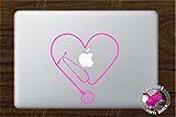 Stethoscope Heart Cutout (PINK) Vinyl Decal Stickers for MacBook Laptop Car Nursing Tough Strength Strong Strength Hope Inspiration Love Doctor Nurse Veterinarian Health Medicine Hospital Med School
