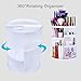 EMOCCI 360 Rotating Makeup Organizer Adjustable Spinning Cosmetic Storage Box Case Large Capacity Make Up Holder Vanity Shelf Fits Counter top Bathroom Kitchen(white)