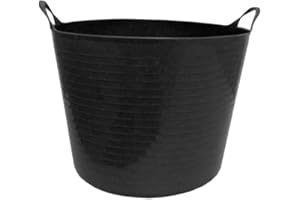 Tuff Stuff Products F4-BK 4.2 Gallons Outdoor Carry Flex Tub Storage Bin Container Tote Tubs Bucket with Carrying Handles, Black