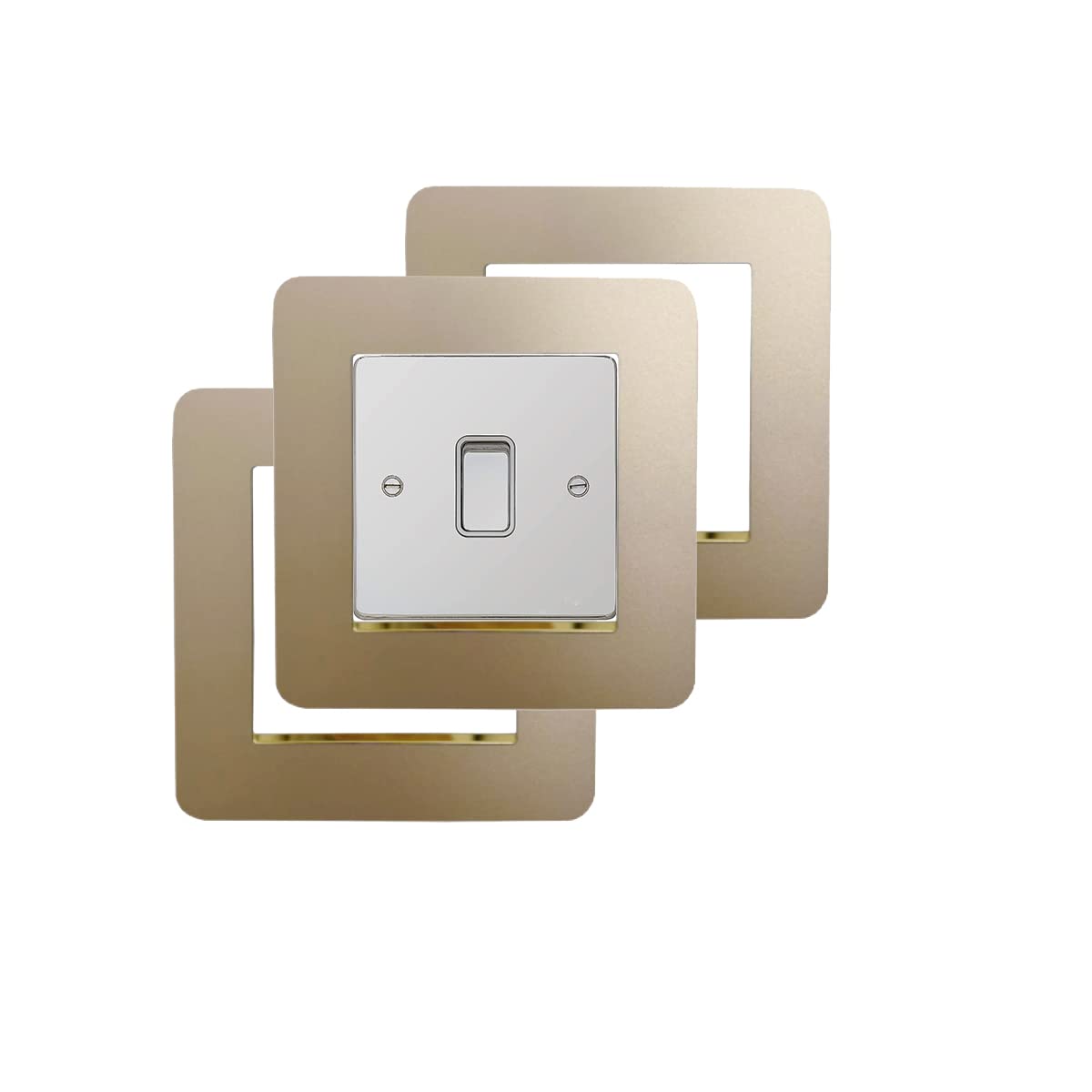 3 Count Acrylic Single Luxury Simple Modern Light Switch Surround Socket Switch Sticker Cover Solid Color - Matt Golden