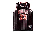 Chicago 23 Michael Jordan Throwback Basketball Jersey, Retro Basketball Jersey Michael Jordan, Vintage Black Red Stripe + FREE GIFT (Black Red Stripe, Large)