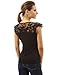 PattyBoutik Women's Floral Lace Crochet Shoulder Sleeveless Top (Black M)