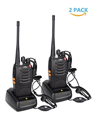 XFox X-888S Long Range 2 Way Radio UHF 400-470MHz 16CH CTCSS/DCS Walkie Talkies with Original Earpiece (Pack of 2)