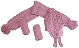 N'Ice Caps Little Girls and Infants Geo Design Cable Knit 3PC Fleece Lined Set
