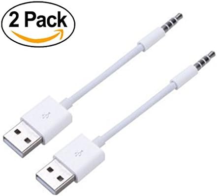 2 Pack USB Charger Cable, AUX Audio Plug 3.5mm Jack to USB 2.0 Male Adapter - 4.1in