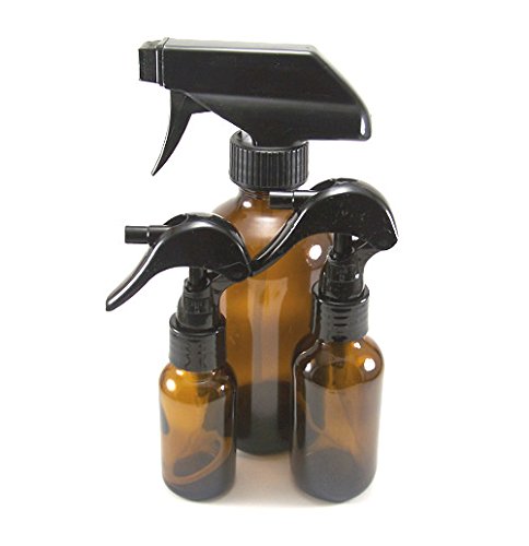 2-Pack 8oz Amber Glass Bottles With Black Trigger Sprayers – Boston Round Style