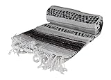 KAYSO Authentic 6' x 5' Mexican Siesta Blanket (Grey)