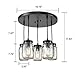 EUL Rustic Mason Jar Semi Flush Mount Ceiling Light 5-Light Pendant Lighting Fixture Oil Rubbed Bronze