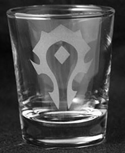 WOW World of Warcraft Horde Inspired Logo Shot Glass Laser Engraved