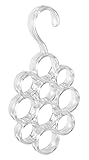 InterDesign Clarity Scarf Closet Organizer Hanger, No Snag Storage for Scarves, Ties, Belts, Shawls, Pashminas, Accessories - 10 Loops, Clear