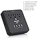 USB Wall Outlet Surge Protector, 4 USB Charging Ports (5V/4.2A), 3 AC Outlets and 2 Slide-Out Phone Holders, 15A/125V/1875W, ETL Listed, Black