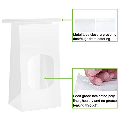 BagDream Bakery Bags with Window Kraft Paper Bags 50Pcs 3.54x2.36x6.7