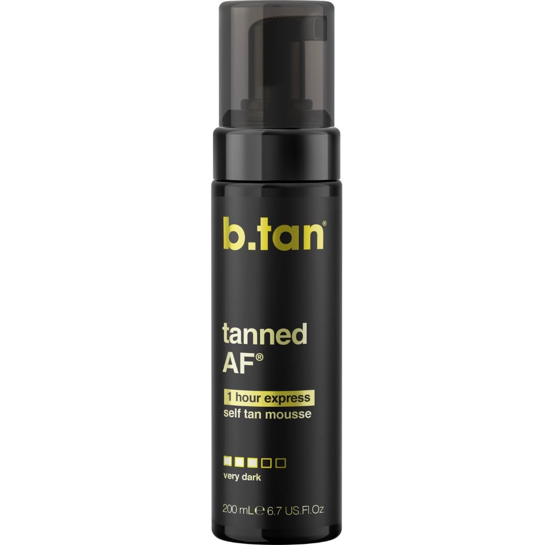 b.tan Ultra Dark Self Tanning Mousse | Get Tanned - 1 Hour Instant Express Bronzing Foam, No Fake Tan Smell, Best Tinted Sunless Tanner, Face & Body, Australian Glow, No Orange Tones, 200ml