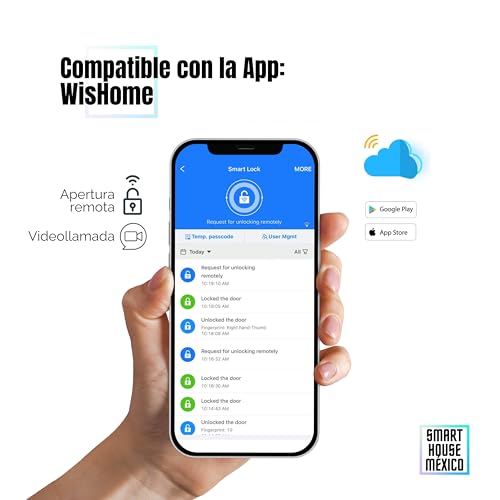 Cerradura Electrónica Inteligente Wifi De Seguridad. Con Reconocimiento Facial, Timbre y 6 Métodos De Apertura: Cara, Huella, Códigos, Tarjetas, Aplicación, Llave. Spectrum