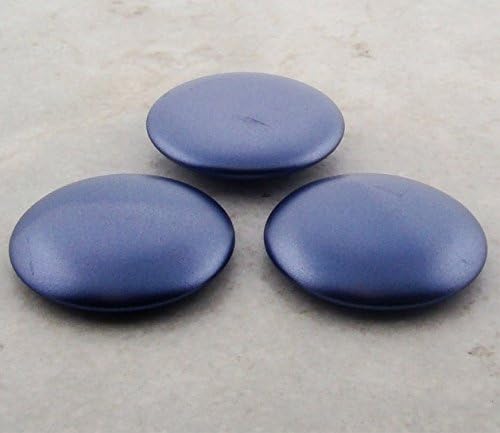 BLUE METALIC 30MM ROUND DOMED CABOCHONS - Lot of 12