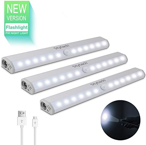 Motion Sensor Light with Flashlight, 12 LED Night Light, Medicine Cabinet Lighting, Stick-on Anywhere, Closet Light USB Rechargeable