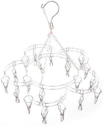 Cowboycool Stainless Steel Drying Rack Clip and Drip Hanger with 20 Clips Hanging Clothes Socks Short Underwear Towels Dryer - Flower