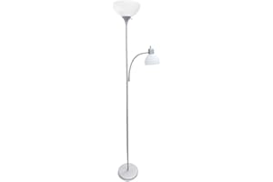 Simple Designs LF2000-SLV Mother-Daughter Floor Lamp with Reading Light, Silver