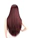 Kalyss 28 inches Women's Silky Long Straight Mixed 99J Burgundy color Heat Resistant Yaki Synthetic Wig with Bangs Darily Party Dress Women Wigs (Burgundy)