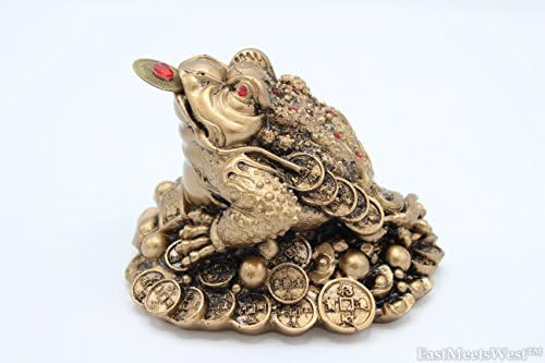 Exquisite Chinese Vintage Bronze Feng Shui Inviting Wealth Lucky Three Legged Money Frog Toad On Treasure Bed
